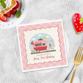 Servilleta De Papel Berry 1er cumpleaños Strawberry Camper Checker