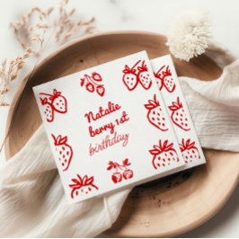 Servilleta De Papel Berry 1mano Chica de fresa dibujado Fun Cumpleaños