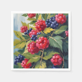 Servilleta De Papel Berry Bush Raspberry Blackberries Watercolor Fruit