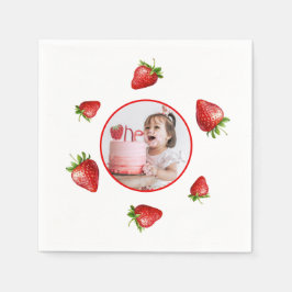 Servilleta De Papel Berry de color de fresa rojo 1ª foto cumpleaños