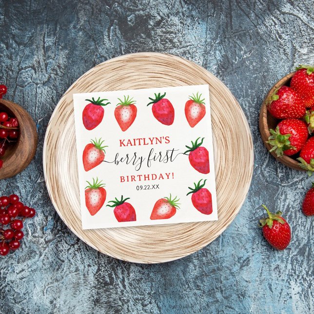 Servilleta De Papel Berry de fresa dulce primer cumpleaños (Subido por el creador)