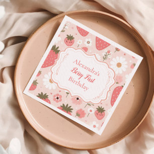 Servilleta De Papel Berry de fresa roja primer Fiesta de cumpleaños