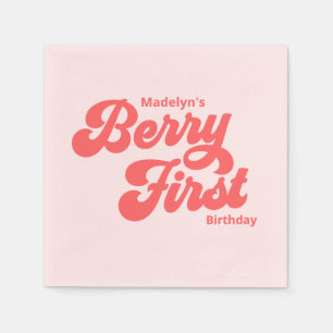 Servilleta De Papel Berry de fresa simple primer cumpleaños verano