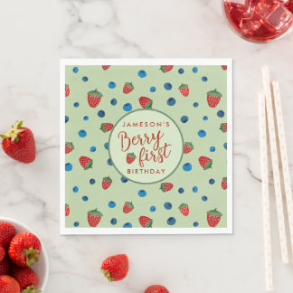 Servilleta De Papel Berry First Birday Blueberries y fresas