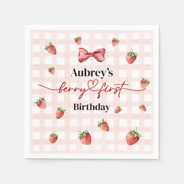 Servilleta De Papel Berry First Birday Paper Napkin (Anverso)