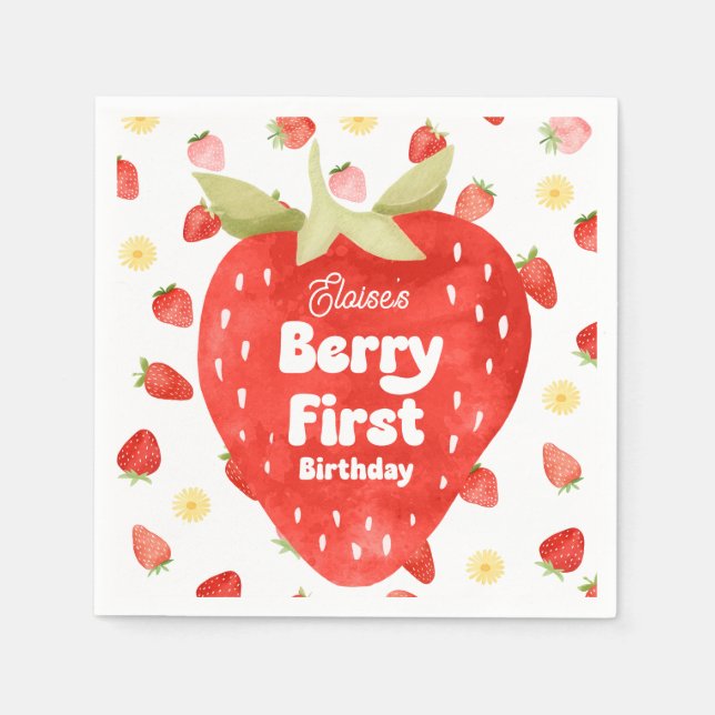 Servilleta De Papel Berry First Birday Paper Napkins (Anverso)