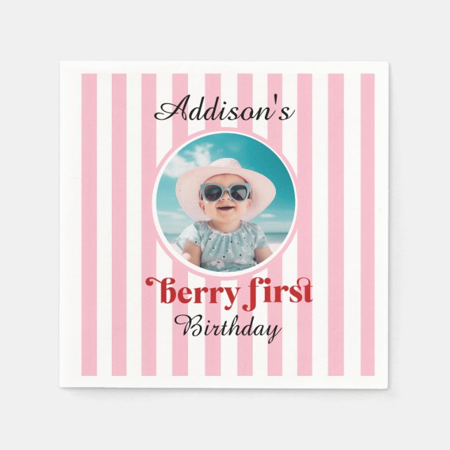 Servilleta De Papel Berry First Birday Party Paper cup (Anverso)