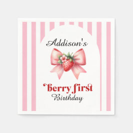 Servilleta De Papel Berry First Birday Party Strawberry Coquette