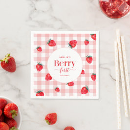 Servilleta De Papel Berry First Birday Strawberry Chica