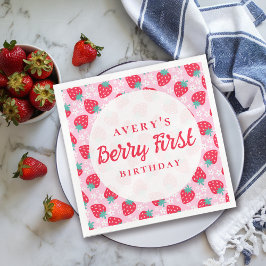 Servilleta De Papel Berry First Birday Strawberry Daisy