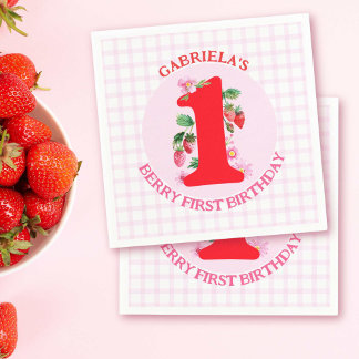 Servilleta De Papel Berry First Birth Watercolor Fresas