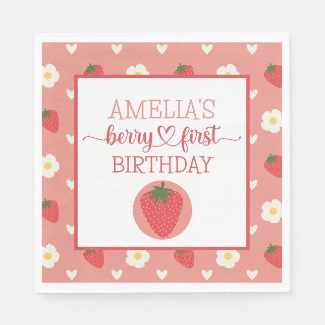 Servilleta De Papel Berry First Birthday (Anverso)