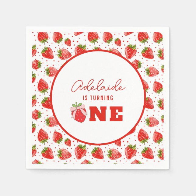 Servilleta De Papel Berry First Birthday 1er cumpleaños Fiesta de fres (Anverso)