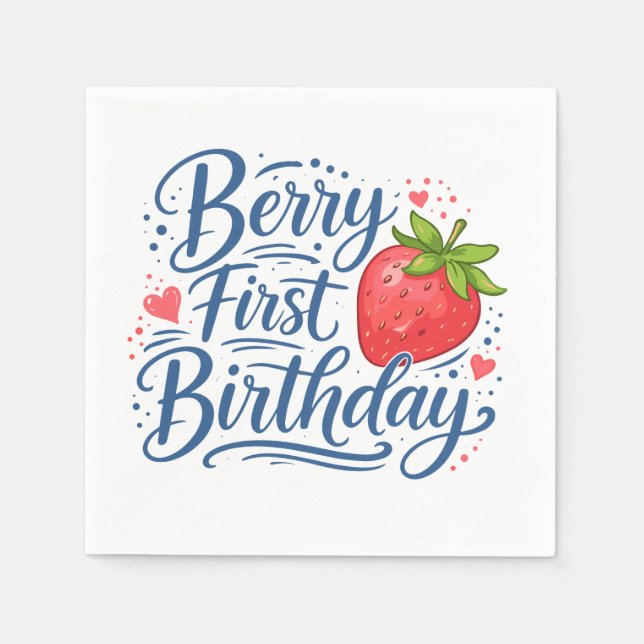 Servilleta De Papel Berry First Birthday | One Year Old Party (Anverso)