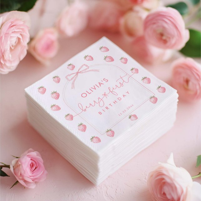 Servilleta De Papel Berry First Girl Birthday Paper Napkin (Subido por el creador)