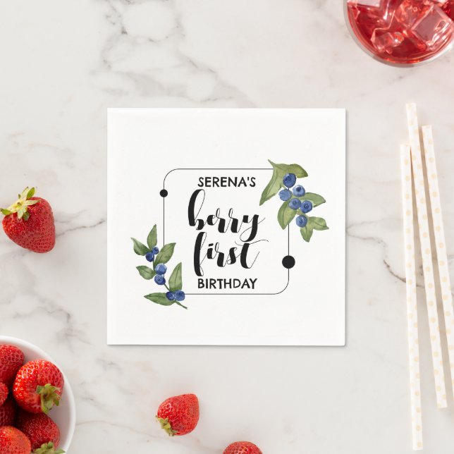 Servilleta De Papel Berry First Kids Cumpleaños | Blueberry | Mínimo (In situ)