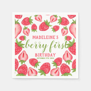 Servilleta De Papel Berry First Strawberry 1er cumpleaños personalizad
