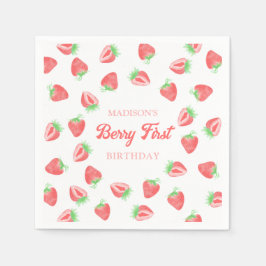 Servilleta De Papel Berry First Strawberry Birday Party Paper Napkin