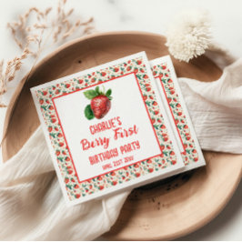 Servilleta De Papel Berry First Strawberry Chica primer Fiesta de cump