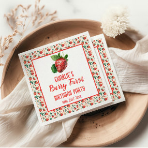 Servilleta De Papel Berry First Strawberry Chica primer Fiesta de cump