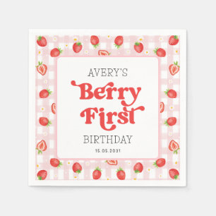 Servilleta De Papel Berry First Strawberry Primer Fiesta de cumpleaños