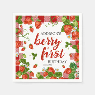 Servilleta De Papel Berry First Strawberry Primer Personalizado Fiesta