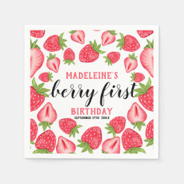 Servilleta De Papel Berry First Strawberry Primer Personalizado Fiesta
