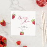 Servilleta De Papel Berry in Love Watercolor Strawberry<br><div class="desc">Celebrate the bride-to-be with our charming Berry In Love Watercolor Strawberry bridal shower napkins, where nature's beauty meets minimalist sophistication. This design captures the essence of a delightful garden gathering, perfect for honoring the upcoming nuptials in style. The theme, "Berry In Love, " adds a sweet romantic touch to your...</div>