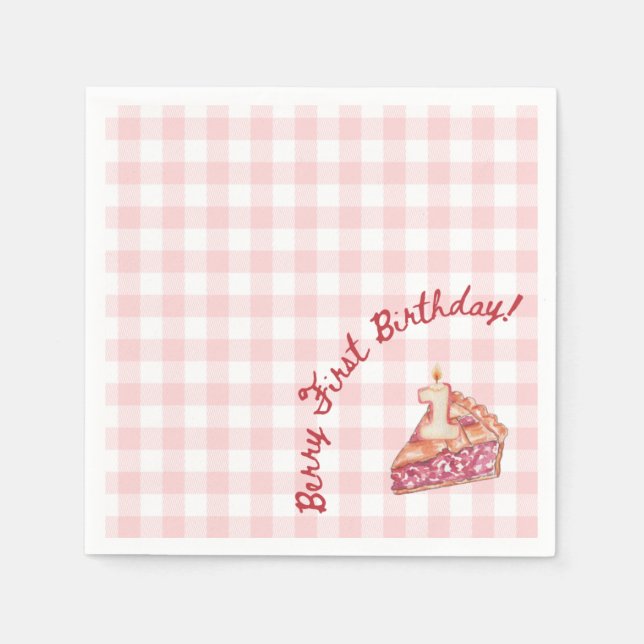 Servilleta De Papel Berry Primer cumpleaños Picnic Temático Napkin (Anverso)
