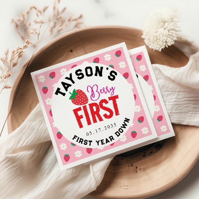 Servilleta De Papel Berry Primer cumpleaños primer cumpleaños fresa (Subido por el creador)
