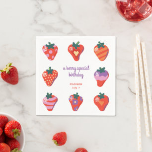 Servilleta De Papel Berry Special Strawberry Birday - White