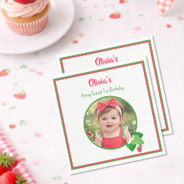 Servilleta De Papel Berry Sweet 1st Birthday Strawberry Photo