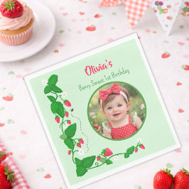 Servilleta De Papel Berry Sweet 1st Birthday Strawberry Photo