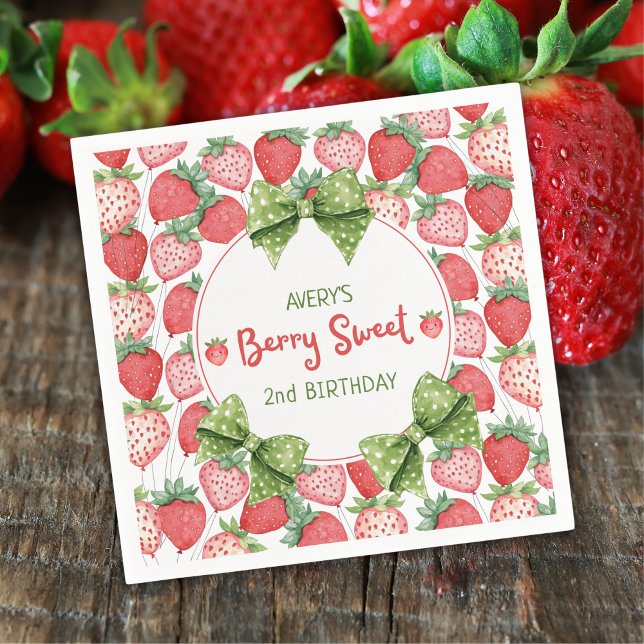 Servilleta De Papel Berry Sweet 2nd Birthday Strawberry Party  (Subido por el creador)