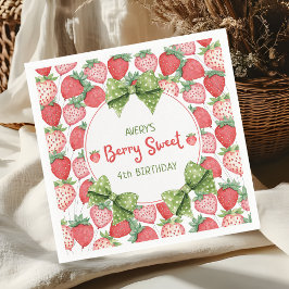 Servilleta De Papel Berry Sweet 4th Birthday Strawberry Party 