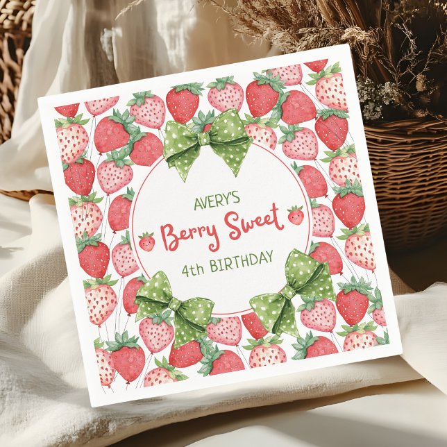 Servilleta De Papel Berry Sweet 4th Birthday Strawberry Party  (Subido por el creador)