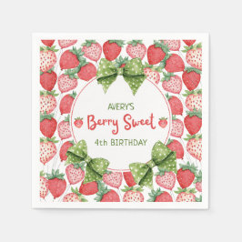 Servilleta De Papel Berry Sweet 4th Birthday Strawberry Party 