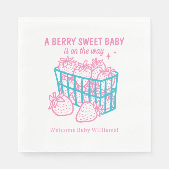 Servilleta De Papel Berry Sweet Baby Doodle Pink Strawberry Girl (Anverso)