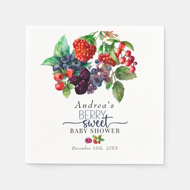 Servilleta De Papel Berry Sweet Baby Shower (Anverso)