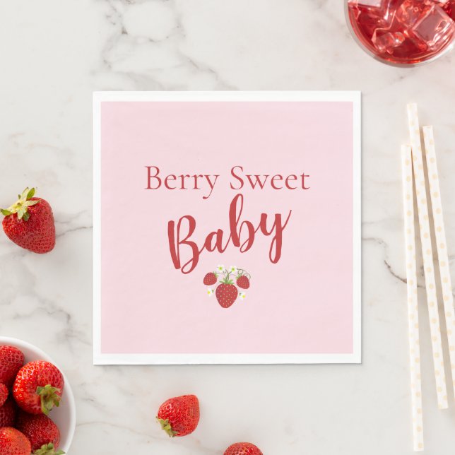 Servilleta De Papel Berry Sweet Baby Shower Napkins | Rosa (In situ)
