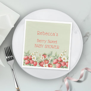 Servilleta De Papel Berry Sweet Baby Shower Strawberries Blossom
