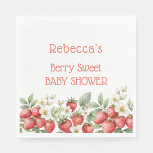 Servilleta De Papel Berry Sweet Baby Shower Strawberries Blossom