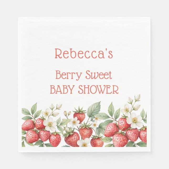 Servilleta De Papel Berry Sweet Baby Shower Strawberries Blossom