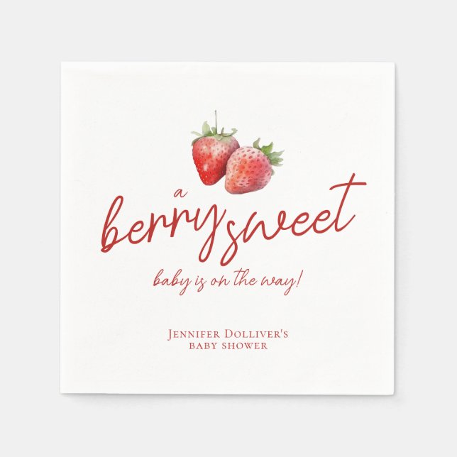 Servilleta De Papel Berry Sweet Baby Shower Strawberry (Anverso)