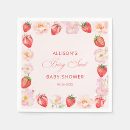 Servilleta De Papel Berry Sweet Baby Shower Strawberry Bow 