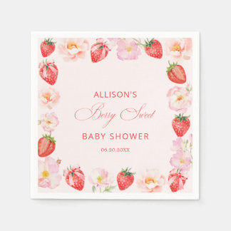 Servilleta De Papel Berry Sweet Baby Shower Strawberry Bow 
