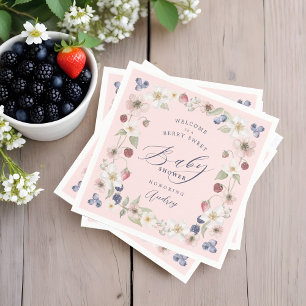 Servilleta De Papel Berry Sweet Baby Shower Wild Berries & Flowers