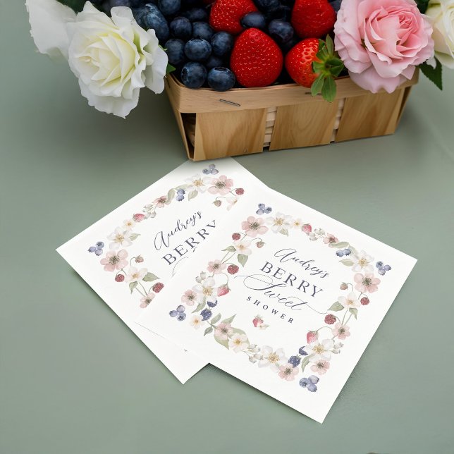 Servilleta De Papel Berry Sweet Baby Shower Wild Berries & Flowers (Berry Sweet Baby Shower Wild Berries & Flowers Napkins)