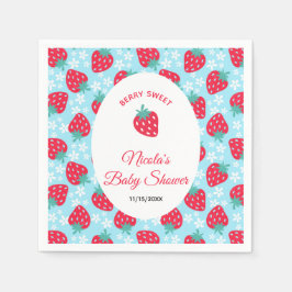 Servilleta De Papel Berry Sweet Blue Strawberry Baby Shower
