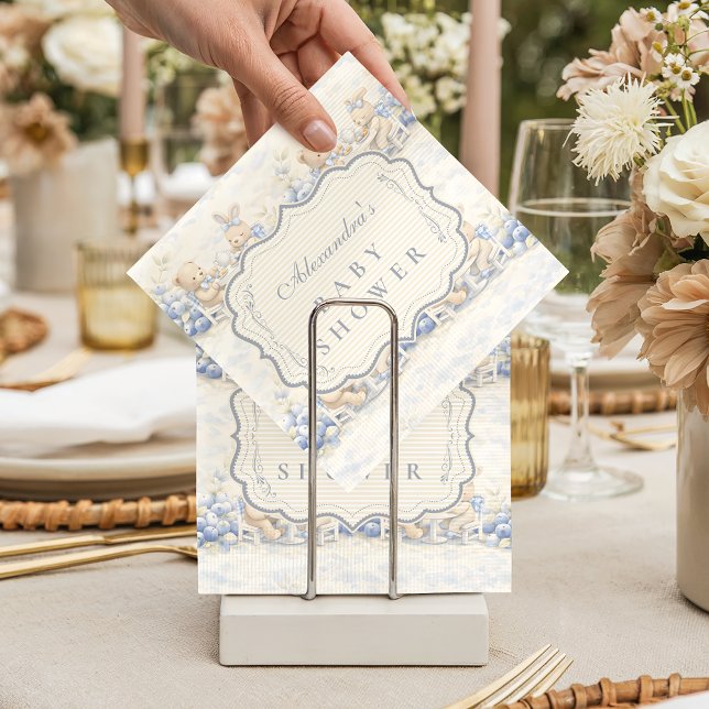 Servilleta De Papel Berry Sweet Blue Toile Nursery Baby Shower (Subido por el creador)